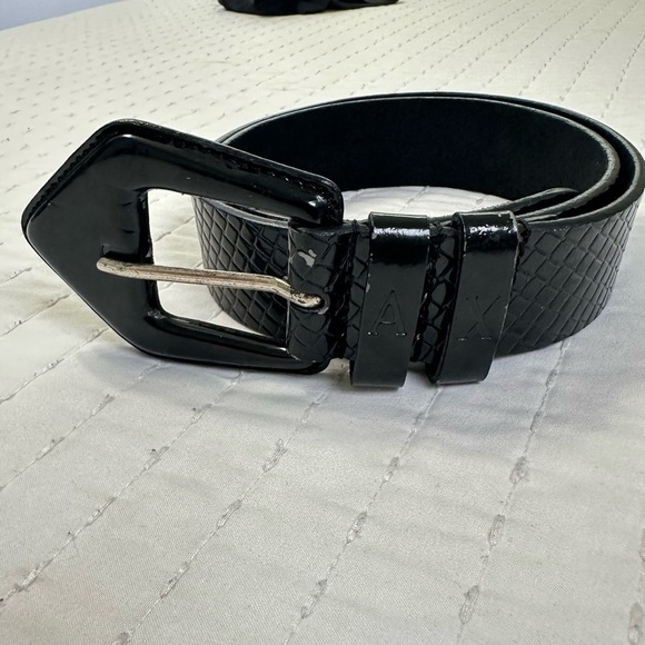 A/X Armani Exchange 100% Leather Glossy Black Belt Size S main image 11
